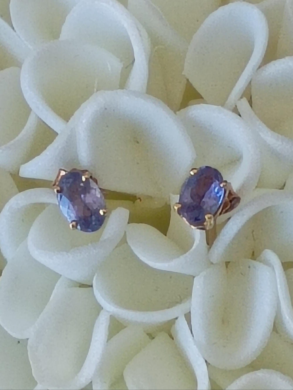 Tanzanite Oval Stud Earrings 5x7mm Classic Faucet 925 Over Gold
